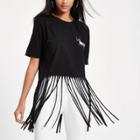 River Island Womens '5972' Fringe T-shirt