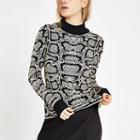 River Island Womens Snake Print Turtle Neck Top