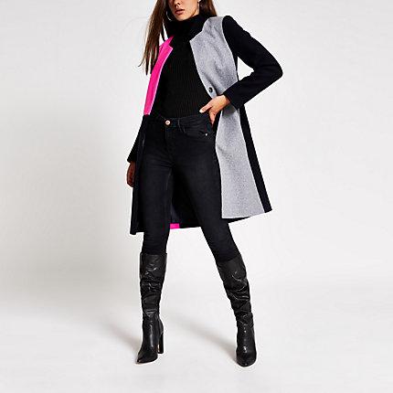 River Island Womens Colour Blocked Longline Coat