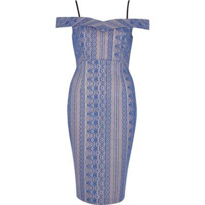 River Island Womens Lace Short Sleeve Bodycon Dress