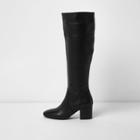 River Island Womens Knee High Leather Block Heel Boots