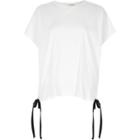 River Island Womens White Tie Hem T-shirt