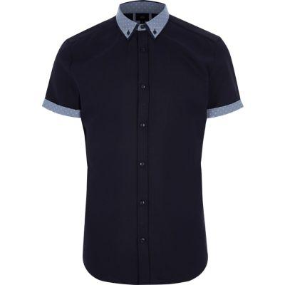 River Island Mens Big And Tall Polka Dot Collar Shirt