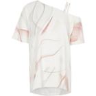 River Island Womens Print Asymmetric Cold Shoulder Top