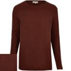 River Island Mensrust Lightweight Plaited Tunic Sweater
