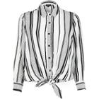 River Island Womens Petite White Spot Stripe Tie Front Shirt