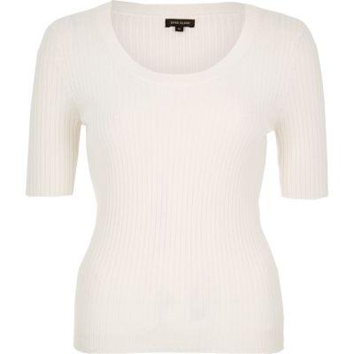 River Island Womens Knit Ribbed Scoop Neck Top