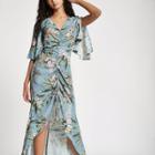 River Island Womens Floral Ruched Front Maxi Dress