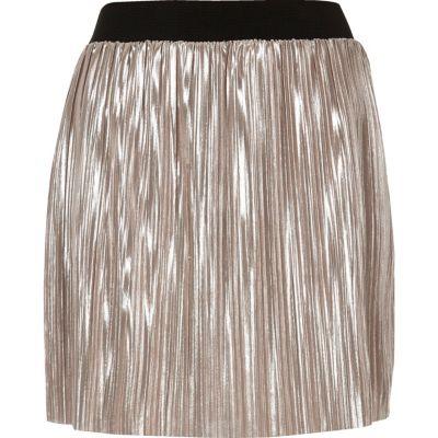 River Island Womens Metallic Pleated Mini Skirt