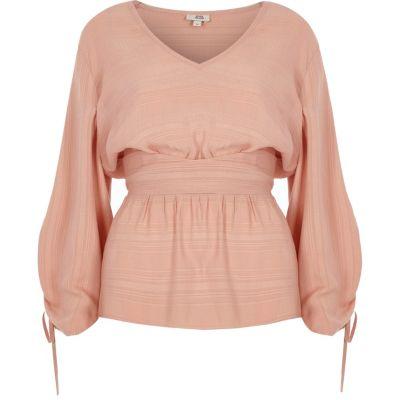 River Island Womens Ruched Sleeve Waist Panel Top