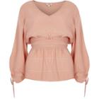 River Island Womens Ruched Sleeve Waist Panel Top