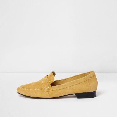 River Island Womens Suede Studded Loafers