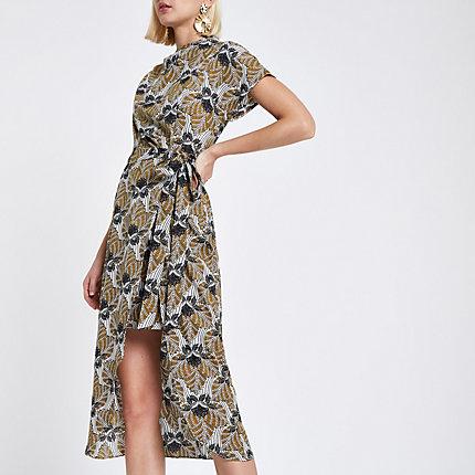 River Island Womens Floral Wrap Tie Midi Dress