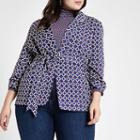 River Island Womens Plus Geo Print Belted Blazer