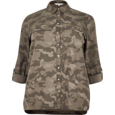 River Island Womens Plus Camo Shacket