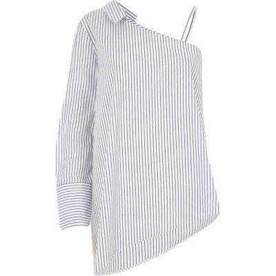 River Island Womens Stripe One Shoulder Long Sleeve Shirt