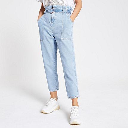 River Island Womens Petite Paperbag Jeans