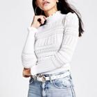 River Island Womens Puff Sleeve Pointelle Knitted Top