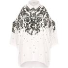 River Island Womens White Print Cold Shoulder Shirt