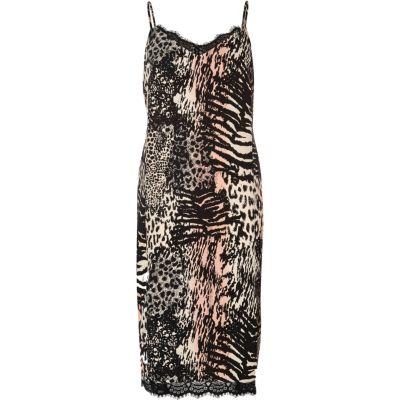River Island Womens Animal Print Midi Slip Dress
