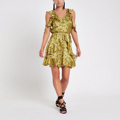 River Island Womens Petite Floral Wrap Tea Dress