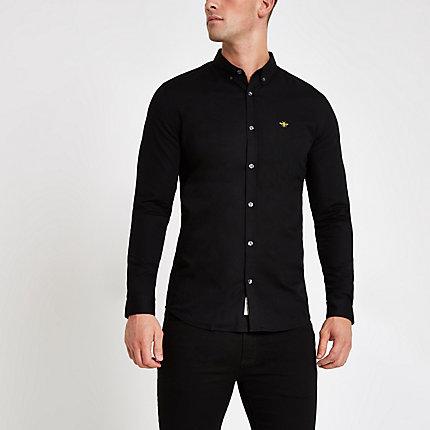 River Island Mens Muscle Fit Embroidered Oxford Shirt