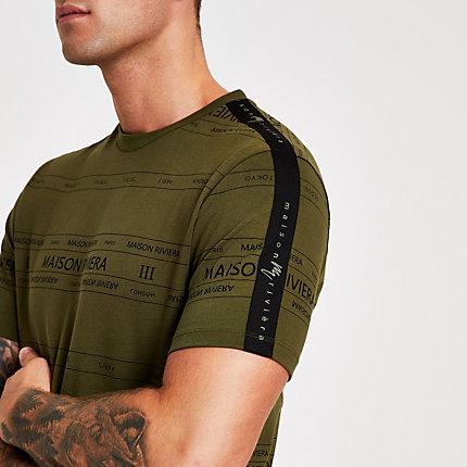 River Island Mens Maison Riviera Tape Slim Fit T-shirt