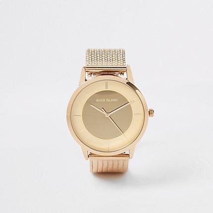 River Island Womens Gold Colour Watch Mesh Strap Watch