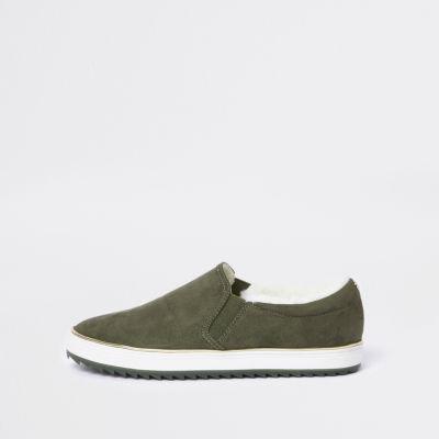 River Island Womens Fur Lined Slip On Plimsolls