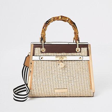 River Island Womens Glitter Bamboo Cross Body Tote Bag