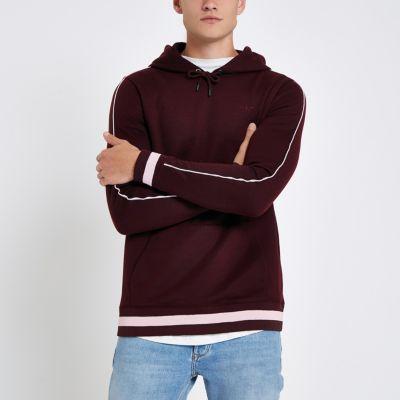 River Island Mens Slim Fit Piped Sleeve Hoodie