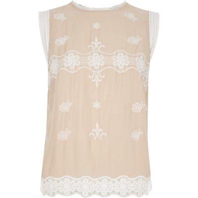 River Island Womens Embroidered Sleeveless Top