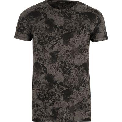 River Island Mens Skull Print T-shirt