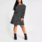 River Island Womens Plus Printed Frill Mini Dress