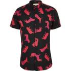 River Island Mens Tiger Muscle Fit Short Sleeve Shirt