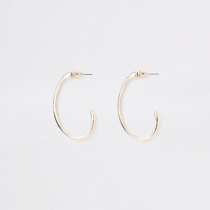 River Island Womens Gold Tone Small Oval Hoop Earrings