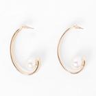 River Island Womens Gold Tone Pearl Curve Earrings