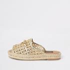 River Island Womens Gold Espadrille Peep Toe Wide Fit Sandals