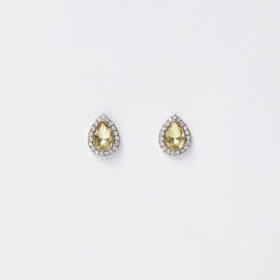 River Island Womens Silver Tone Diamante Teardrop Stud Earrings