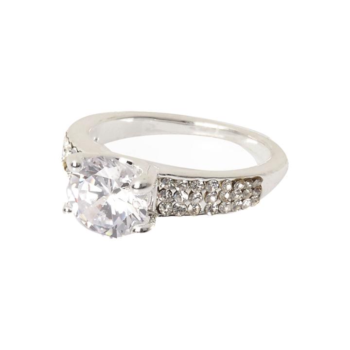 River Island Womens Silver Tone Encrusted Gem Ring