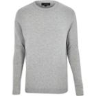 River Island Mensgrey Plain Knitted Crew Neck Jumper