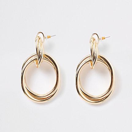 River Island Womens Gold Colour Twist Doorknocker Earrings