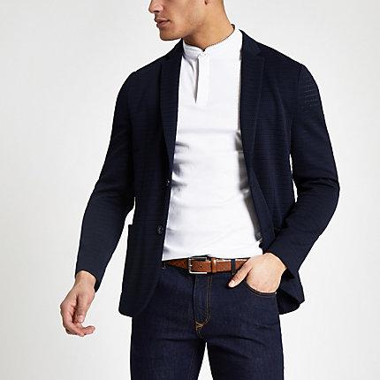 River Island Mens Crochet Skinny Fit Blazer