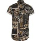 River Island Mens Baroque Slim Fit Short Sleeve Shirt