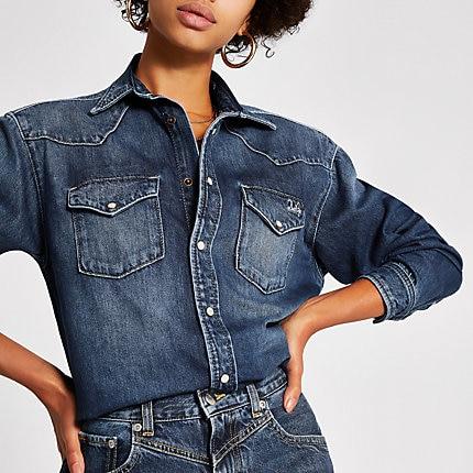River Island Womens Dua Lipa X Pepe Jeans Denim Shirt