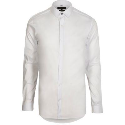 River Island Mens White Long Sleeve Skinny Fit Smart Shirt