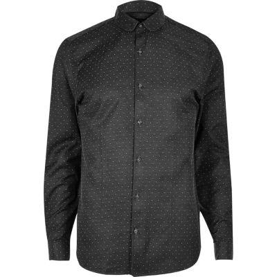 River Island Mensblack Print Smart Slim Fit Shirt