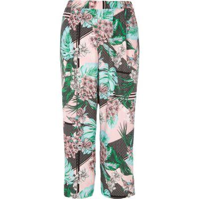 River Island Womens Plus Tropical Print Wide Leg Trousers
