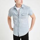 Mens Wrangler Short Sleeve Denim Shirt