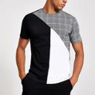 River Island Mens Check Slim Fit Crew Neck T-shirt